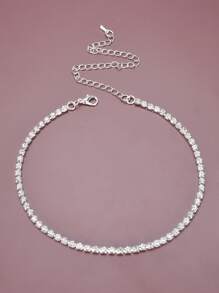 1 Pieza Collar Colgante De Diamantes De Imitación Simple Y De Moda Para Mujeres, Accesorio Diario - Plateado - Ver 14