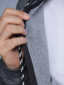 Men Zip-Up Hoodies - Dark Grey - View 3