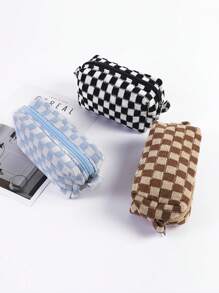 1pc Small Pouch Small Makeup Bag Storage Bag Purse Organizer Toiletry Bag, Woven Material, Miniaturized Hand-Held Makeup Bag, Large Capacity, Portable, New Checkerboard Pattern, Color Block Style, Multiple Colors For You To Choose From Makeup Travel Toiletry Organizer Essentials Gifts Storage Zipper Accessories Nail Bags, Makeup Bag, Vanity, Make Up Bag, Toiletry Bag,Christmas Gifts,Pouch,Travel,Gifts For Women,Women's Necessaire,Travel Essential,Pouch,Clutch / Small Handbag,Necessaire,Makeup Organizer,Makeup Organize,Pouch,Brush Holder,Mini Pouch,Large Capacity Pouch