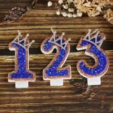 1pc Festival Cake Decorative Candle, Number Shaped Birthday Cake Candle, Crown Decor Party Candle,Christmas