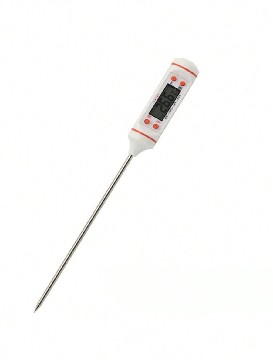 Food Pen-Shaped Thermometer, Probe Electronic Liquid Temperature Display Barbecue Baking Oil Thermometer - White - View 1