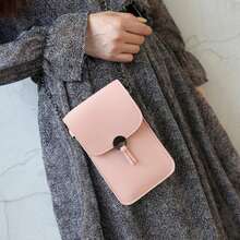 Chain Phone Bag Clear Transparent Window Touches Screen Crossbody Mobile Phone Bag New - Pink - View 3