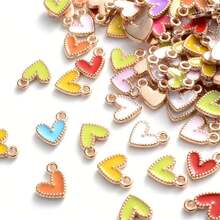 1 Box 20pcs Mixed Color Heart Shape Pendant Charms Love Oil Drip Metal Beads For Jewelry Making DIY Bracelet Necklace Accessories Valentines - Multicolor - View 14