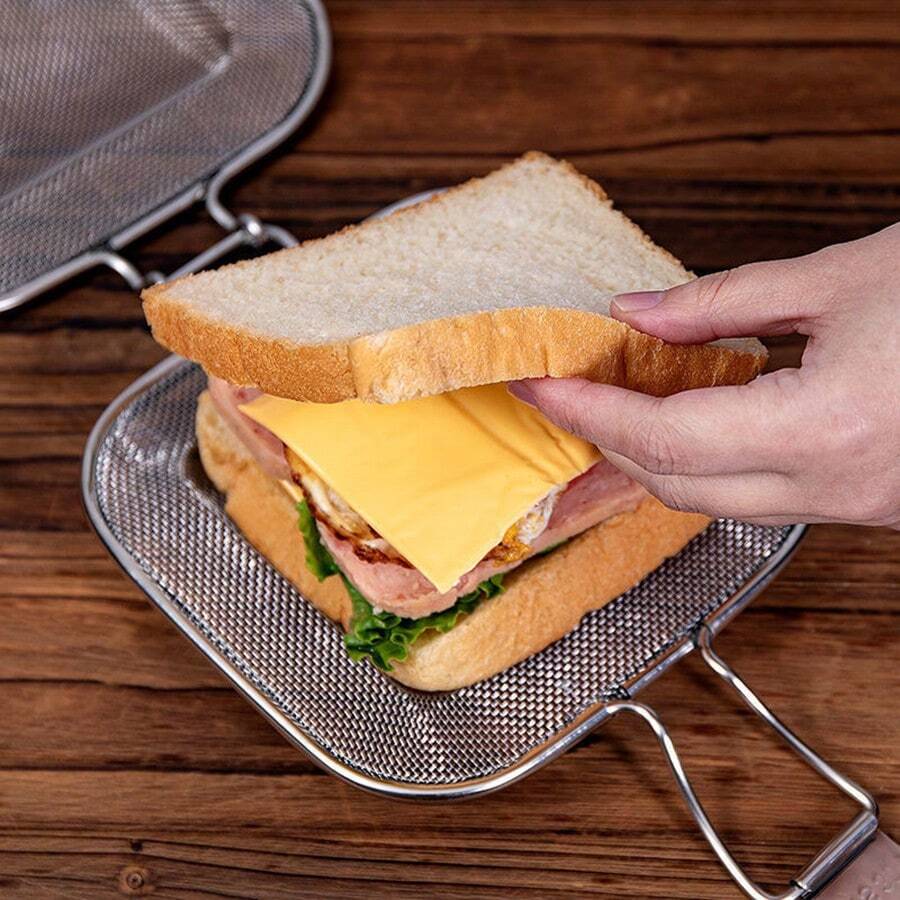 1 pieza Rejilla para sandwich, estante fijo para calentar y hornear pan tostado para el desayuno en casa - Plateado - Ver 1