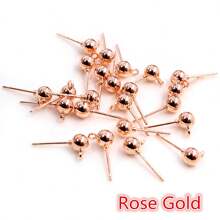 40pcs 3/4/5mm Diameter Ball Stud Earrings Basic Pins With Connector Loop For DIY Jewelry Making Accessories Supplies