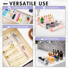 Desk Drawer Storage Box, Transparent Drawer Organizer With Silicone Pad, Vanity Storage And Organizing Space, Non-Slip Plastic Storage Box For Makeup, Bathroom, Kitchen, Office - Clear - View 3
