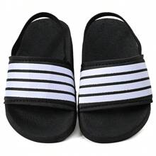 Chinelo Infantil Bebê Com elástico listrado Unissex 16ao25 - Preto - Visão 1