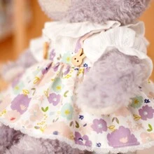 1套新品薰衣草木釦娃娃衣服,可拆卸服裝,包括1個頭部飾物+1件上衣+1件裙子,毛絨玩具/可愛/衣服 - 木扣衣裙 - 查看 4