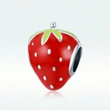 WOSTU 1 Pieza Colgante De Cuentas De Amuleto De Frutas Coloridas De Plata De Ley 925 Con Series De Piña, Aguacate, Fresa Linda, Manzana Roja Y Cereza Dulce Para Mujeres Hacer Pulseras Y Collares De Joyería Alta