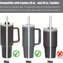 FullTide 10 包彩色替换吸管，适用于 40 盎司 30 盎司玻璃杯，12 英寸长可重复使用塑料闪光吸管，适用于杯子配件、半加仑水壶，外加 2 个清洁刷、厨房、圣诞礼物 - 彩色 - 查看 6