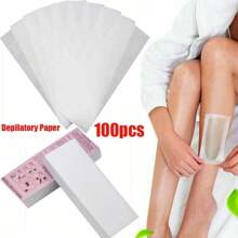 100 piezas Tiras de papel para depilación con cera, tiras para depilar Body y rostro y cejas, tiras depilatorias de tela no tejida para salón y hogar, adecuadas para brazos, piernas, axilas, bikini, brasileña, facial, herramientas de depilación corporal total, productos y accesorios para peluquería, salón de belleza, artículos de viaje esenciales - Blanco - Ver 6