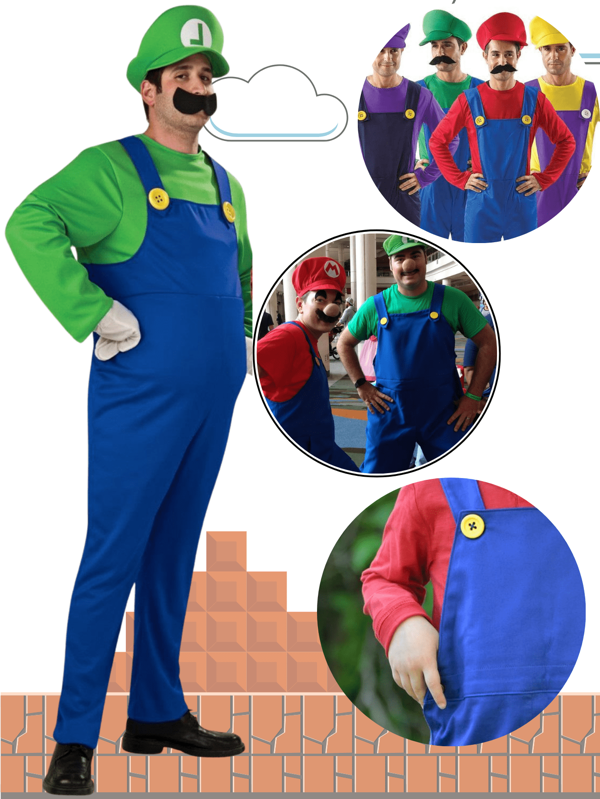 Fantasia Adulto Macacão Roupa Super Mari o Bros Meninos Homens Festa Halloween Fantasia Casal Mari o Bros Adulto Fantasia Mari o Bros Adulto Masculino Entrega Rápida Premium