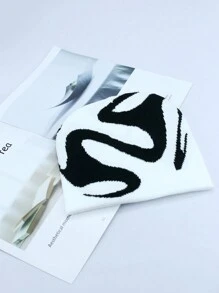 1 chiếc mũ len dệt kim Jacquard chống gió và giữ nhiệt bất đối xứng Unisex, thời trang dạo phố, một cỡ, mùa thu và đông - Nhiều màu - Xem 14