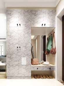 1pc 40*100cm/15.74*39.37in Creative Marble Effect Wallpaper, Waterproof & Oil-Proof Kitchen Cabinet Sticker, Self-Adhesive, Multi-Purpose Wall Sticker, Heat And Humidity Resistance - Grey - View 3