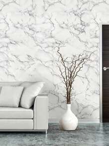 1pc 40*100cm/15.74*39.37in Creative Marble Effect Wallpaper, Waterproof & Oil-Proof Kitchen Cabinet Sticker, Self-Adhesive, Multi-Purpose Wall Sticker, Heat And Humidity Resistance - Grey - View 1