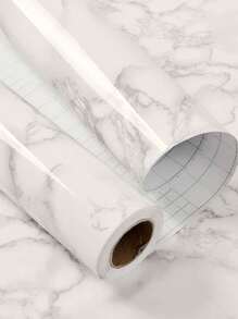 1pc 40*100cm/15.74*39.37in Creative Marble Effect Wallpaper, Waterproof & Oil-Proof Kitchen Cabinet Sticker, Self-Adhesive, Multi-Purpose Wall Sticker, Heat And Humidity Resistance - Grey - View 5