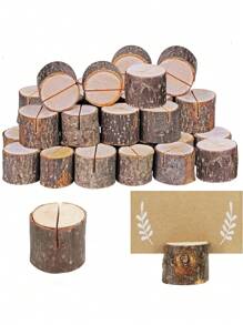 10pcs Place Card Holders,Place Rustic Wooden Card Holders Table Number Stands For Name Tags Food Markers Party Wedding Table Name Card Holder Memo Photo Picture Holder Card, Back To School Valentine Day