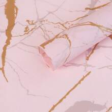 具金色大理石紋理巧妙點綴的防水花卉包裝紙,適用於diy包裝及花卉包裝材料 - 粉色 - 查看 2