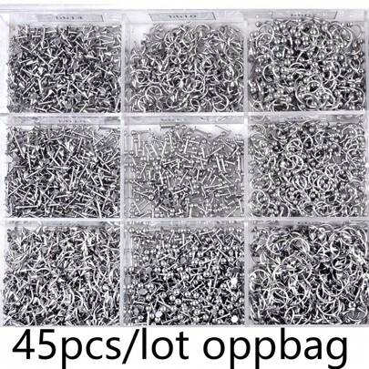 45 st. Rostfritt Stål Piercing smycken Uppsättningar , Inklusive Tungpiercing , Ögonbryn Genomträngande , Näsring , Läpppiercing