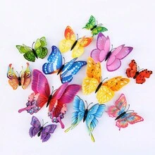 12pcs 3d Realistic Butterfly Wall Stickers For Living Room, Bedroom, Nursery And Creative Fridge Decoration - Multicolor - View 4