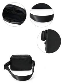 Floless 男女通用迷你拉链腰包，小巧时尚斜挎包，防水斜挎包，带可调节肩带，跑步、徒步、旅行健身腰包，适合青少年女孩、女士和男士的礼物 - 黑色 - 查看 5