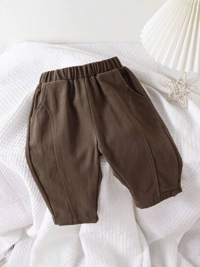 Young Boy Elastic Waist Loose Fit Casual Harem Pants