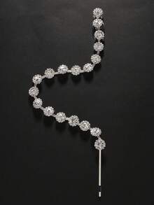 1pc Silver Floral Design Hair Clip With Rhinestones For Women's Braids And Hair Updos - Silver - View 5