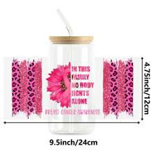 NJCHARMS 1入組設計為乳腺癌戰鬥的16盎司玻璃杯uv Dtf杯套,適用於玻璃杯的杯套、玻璃杯貼紙、杯墊uv轉印貼紙防水貼紙瓶貼紙黏貼紙 - 紅色 - 查看 2