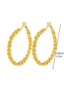 1 Pair Elegant Twisted Artistic Personalized Gas Chain Circle Earrings Exaggerated Personalized Large Circle Earrings - Earrings - View 7