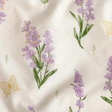 4入組/套，紫色鬱金香印花微纖維蘆薈親膚透氣床單套裝（1被套，1床單，2枕套），不含內芯 - 軍綠色 - 查看 11