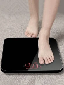 1個高精度智慧感應浴室稱,隱藏式led高清顯示屏,適用於家庭使用 - 黑色 - 查看 1