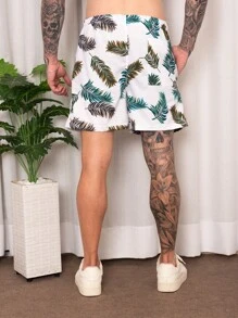 Short Elastano com bolso de praia masculinas estampadas coloridas moda piscina Secagem Rapida Academia treino - Multicolorido - Visão 2