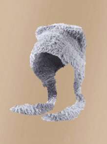 女士可愛熊耳絨毛帽,秋冬季節必備,塑臉 - 白色 - 查看 16