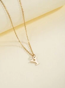 1pc Simplicity And Fashion Women's Alloy 26 English Initial Pendant Necklace - Yellow Gold - View 25