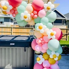 121pcs/Set Daisy Balloon Garland Arch, Macaron Color Candy Balloons For Birthday Party, Wedding Decoration, Baby Shower,Christmas - Multicolor - View 6