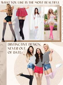 1雙女式膝上或大腿上暖襪,適合cosplay、運動或超膝裝扮 - 粉色 - 查看 3