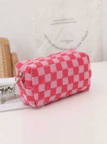 1pc Small Pouch Small Makeup Bag Storage Bag Purse Organizer Toiletry Bag, Woven Material, Miniaturized Hand-Held Makeup Bag, Large Capacity, Portable, New Checkerboard Pattern, Color Block Style, Multiple Colors For You To Choose From Makeup Travel Toiletry Organizer Essentials Gifts Storage Zipper Accessories Nail Bags, Makeup Bag, Vanity, Make Up Bag, Toiletry Bag,Christmas Gifts,Pouch,Travel,Gifts For Women,Women's Necessaire,Travel Essential,Pouch,Clutch / Small Handbag,Necessaire,Makeup Organizer,Makeup Organize,Pouch,Brush Holder,Mini Pouch,Large Capacity Pouch