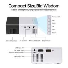 Mini Projector, Portable Movie Projector, Small Video Projector, For Smartphone,Laptop,Game Console,PS5, PC,TV Stick,Compatible With HDMl,USB, Audio, AV. - EU C Type Plug(220-240V) - View 9