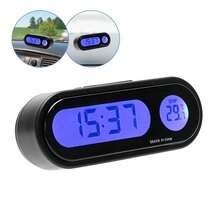 Car Mini Electronic Clock Time Watch Auto Dashboard Clocks Luminous Thermometer Black Digital Display Car Accessories - Black - View 2