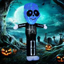 HOMCOM 3m Halloween Inflatable Skeleton Ghost Decoration, LED Lighted For Home Indoor Outdoor Garden Lawn Decoration Party Prop - Black and White - View 1