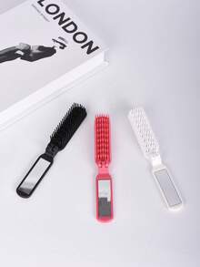 1入組多色折疊塑料梳子,中空設計無縈結頭髮,便攜旅行梳子,小巧雙用直髮與卷髮梳 - 彩色 - 查看 12