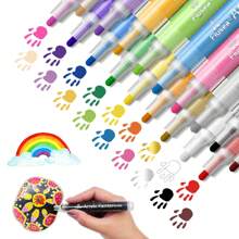 18色塗鴉丙烯顏料筆,不透明且可疊加色彩,供兒童和學生使用的特殊防水手繪筆 - 18色 - 查看 4