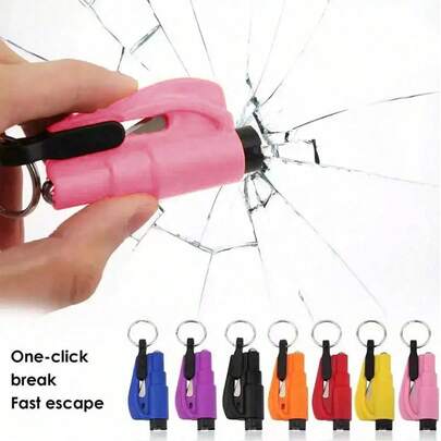 1 件二合一应急切割器，带汽车钥匙扣、锤子、迷你消防锤、汽车应急逃生工具、窗户破碎器、便携式救援工具钥匙扣、应急锤、汽车应急逃生装置窗户破碎器、救生多功能应急窗户玻璃破碎工具 - 紧急情况下轻松打破玻璃并剪断安全带