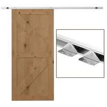 HOMCOM Herraje para Puerta Corredera 186 cm Kit de Accesorios para Puerta Corrediza de Madera con Riel de Metal y 2 Poleas Plateado - Plateado - Ver 6