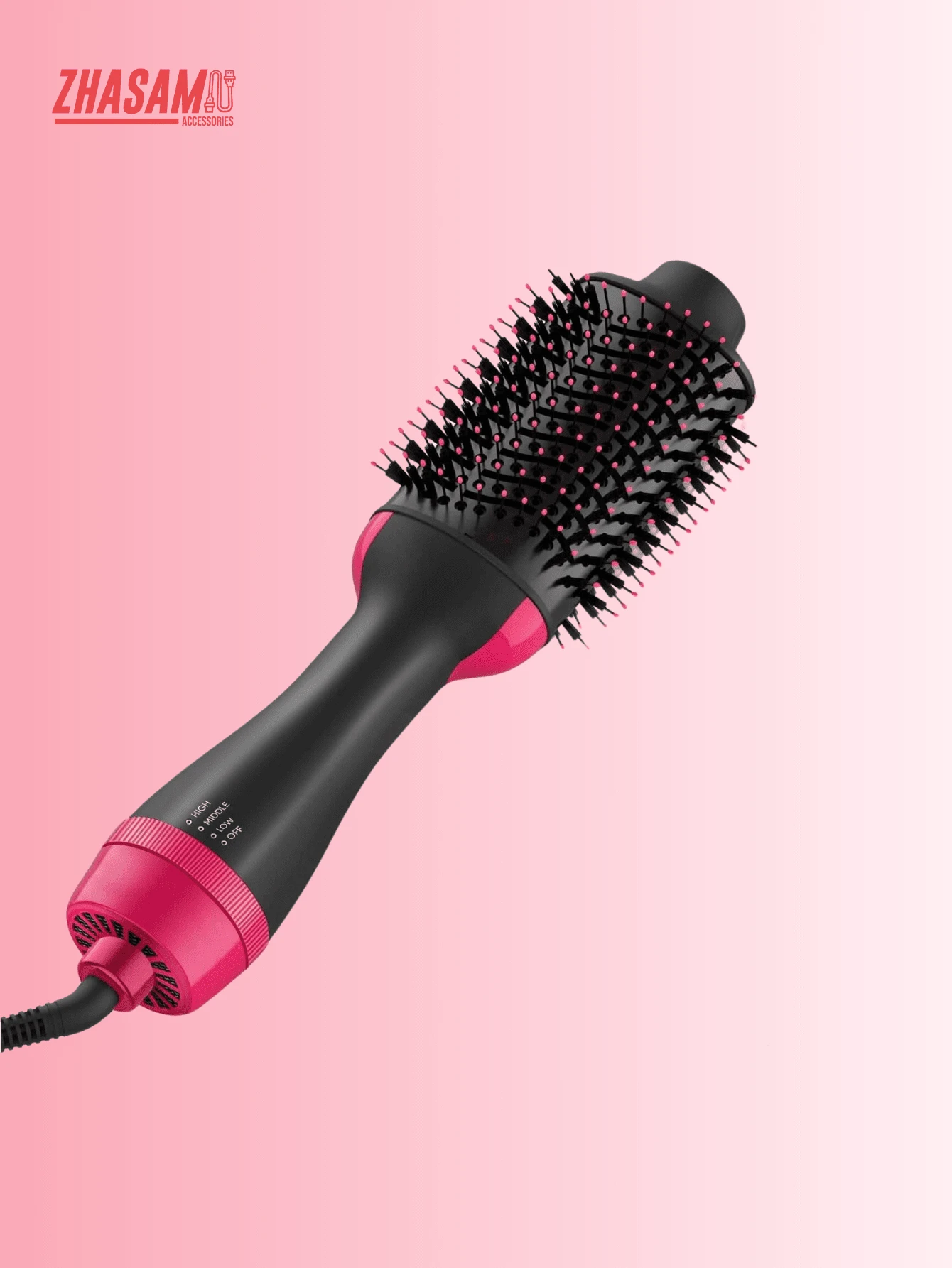 Cepillo Secador de cabello, cepillo de aire caliente 3 en 1, secador de pelo de un paso y voluminizador, estilizador y secador de pelo profesional, 1000W - Negro - Ver 1