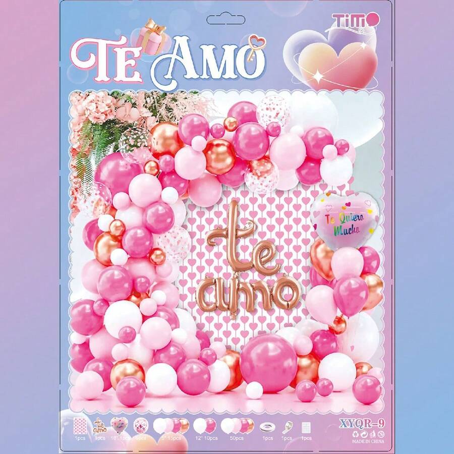 Decoración para 14 de febrero "Te Amo" Globo de amor de papel de aluminio 84 piezas - Multicolor - Ver 1