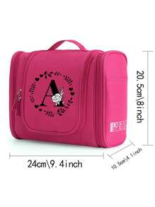 Travel Cosmetic Bags Large Capacity Toiletries Organizer Waterproof Storage Bag Neceser Bathroom Hook Wash Pouch 26 Initial Letter Pattern Makeup Bag Women Travel Classification Bag For Travel Storage Bag,Makeup Bag,Cosmetic Bag,Vacation Organizer,Large Capacity Makeup Organizer Makeup Case, For Lipstick, Brush, Skincare, Mobile Phone, Coin, Small Items, For Home,Gift,Vacation And Festival Halloween Christmas Multifunctional Use,Boho Vibes,For Holiday Beach, Bathroom Collection, Bedroom Collection, Large Capacity - Pink - View 2