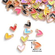 1 Box 20pcs Mixed Color Heart Shape Pendant Charms Love Oil Drip Metal Beads For Jewelry Making DIY Bracelet Necklace Accessories Valentines - Multicolor - View 11