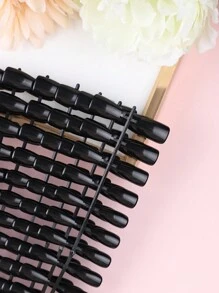 300pcs Short Coffin Shape Plain False Nail Tips, Including 10pcs Natural Color Nail Tips + 290pcs Black Diy Nail Tips Press On Nails Nail Supplies