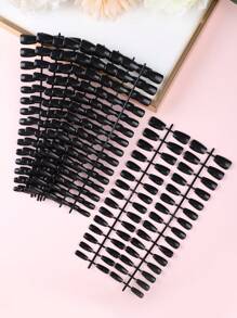 300pcs Short Coffin Shape Plain False Nail Tips, Including 10pcs Natural Color Nail Tips + 290pcs Black Diy Nail Tips Press On Nails Nail Supplies